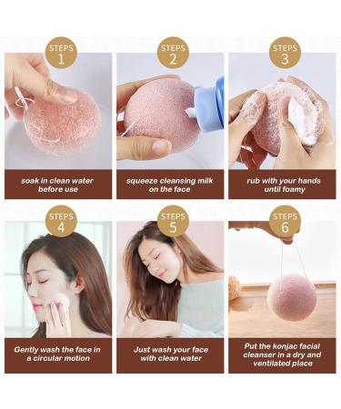 6 Pack Natural Konjac Facial Sponges Set - Exfoliating Sponge Set in 6 Colors for Gentle Face Cleansing - Charcoal, Turmeric, French Green, White, Pink & Purple - Buy Online on GoSupps.com