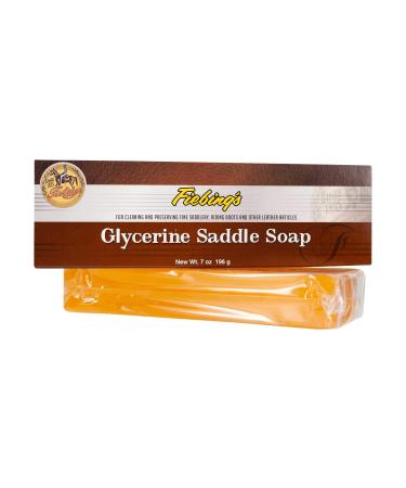 Fiebing's Glycerin Saddle Soap Bar (7oz) - Preserve  Restore and Clean Fine Saddlery  Riding Boots and Other Leathers - Use to Clean Leather Without Drying it Out  Staining or Causing Discoloration
