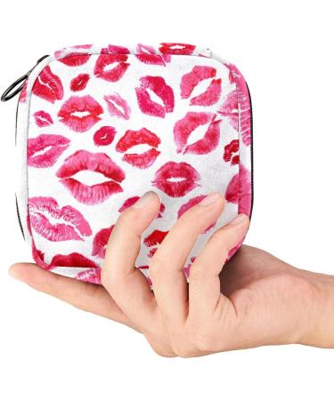 Menstrual Pad Bag with Zipper | Stylish Tampon Pouch for Women & Girls | Lips Prints Collection - Buy Online on GoSupps.com