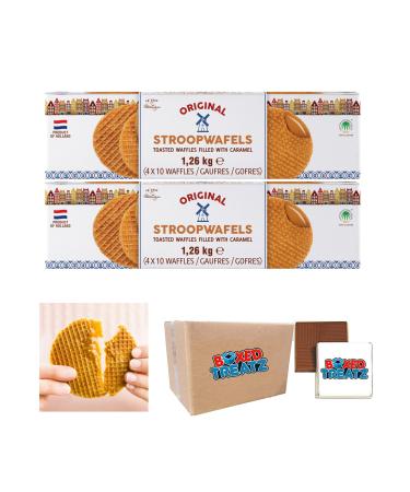 Le Chic Patissier Stroopwafels - 80 Pack (2 x 40 Pack) Filled with Caramel Syrup the Perfect Snack a Taste of Netherlands' Tradition - Boxed Treatz