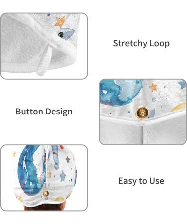 Astronaut Planet Hair Towel 2 Pack - Super Absorbent Quick Dry Hair Turbans for Women & Girls | Ultimate Hair Drying Solution - Buy Online on GoSupps.com
