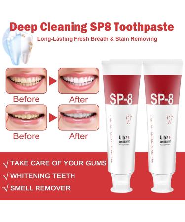 SP-8 Ultra Whitening Toothpaste | Probiotic Brightening & Fresh Breath | 2 Toothbrush Set - Shop Now for International Shipping - Buy Online on GoSupps.com