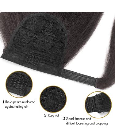 24 Long Yaki Straight Ponytail Extension | Synthetic Wrap Around Magic Paste | Clip-In Kinky Straight Hair for Women - Natural Black - Buy Online on GoSupps.com