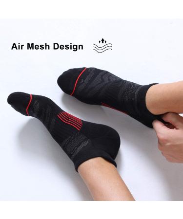 FITRELL Men's 6 Pack Ankle Running Socks Low Cut Cushioned Athletic Sports Socks Black+Red - Size 9-12 - Buy Online on GoSupps.com