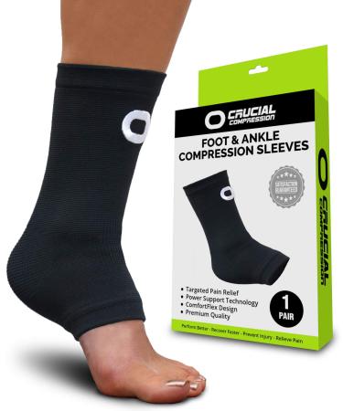 Ankle Brace Compression Support Sleeve (1 Pair) - BEST Ankle Compression Socks for Plantar Fasciitis, Arch Support, Foot & Ankle Swelling, Achilles Tendon, Joint Pain, Injury Recovery, Heel Spurs Medium (Men's 7-10 / Women