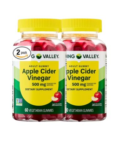 Apple Cider Vinegar Vegetarian Gummies 500 mg 60 Count (Pack of 2)