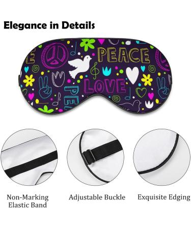 Doves Hearts Peace Signs Sleep Mask Adjustable Strap, Light Blocking Blindfold for Men and Women | Ideal for Night Travel and Naps - Buy Online on GoSupps.com