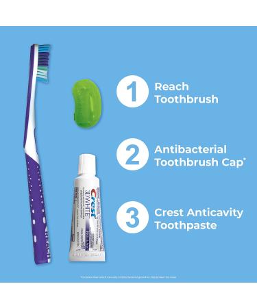 REACH Ultraclean Travel Kit Toothbrush with Cap and Toothpaste - TSA-Friendly, Multi-Angled Soft Bristles in Resealable Bag - Buy Online on GoSupps.com