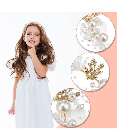 Wedding Flower Girl Headband Set - Rhinestone & Faux Pearl Hair Piece for Bride - Silver Bridal Accessories for Girls - Ideal for Wedding, Communion, Prom - Buy Online on GoSupps.com