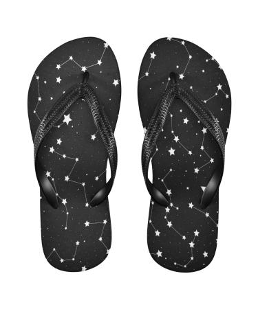 Mnsruu White Stars Constellations Flip Flops for Home Hotel Spa Bedroom Travel L for Men Women Medium Multicolor