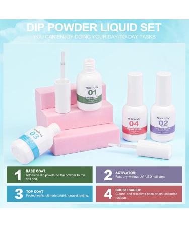 MOROVAN Dip Powder Nail Kit - 22 Colorful Dipping Powders - Starter Set with Base, Top Coat, Activator - Glitter Yellow Purple French Nails - 30Pcs Green Dipping Powder - Buy Online on GoSupps.com