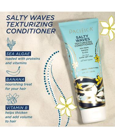 Pacifica Beauty Salty Waves Texturizing Conditioner with Banana Scent - Vitamin B, E for Beachy Waves | Sulfate-Free, Vegan & Cruelty-Free - Buy Online on GoSupps.com