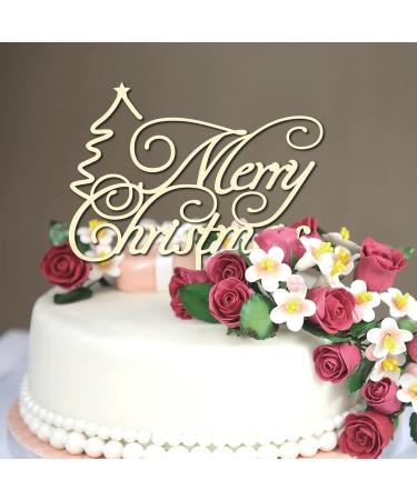 Merry Christmas Cake Topper Reindeer Letter Dessert Food Fruit Cupcake Topper Cheers to 2022 Letter Wood Gold Glitter Party Anniversary Pastries Decorations Fabulous Gifts for Children Women Style-3 - Buy Online on GoSupps.com