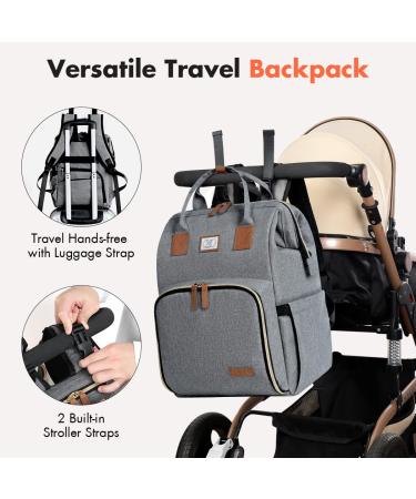 Buy Lekespring Waterproof Baby Diaper Backpack - Large Gray with Changing Pad & Stroller Belts - Ideal Baby Bag for Parents - Buy Online on GoSupps.com