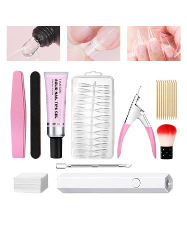 Kuxiptin Gel Nail Polish Kit Artificial Extension Gel Nail Set For Women | With Nail Gel Nail Paint Brush Nail Scrub Strip Nail Scissors Nail Tips Nail Lamp Transparent Tips Nails Set