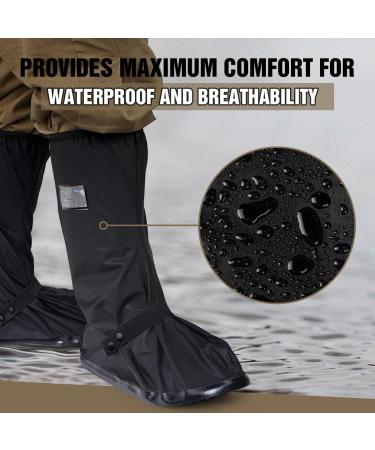 Unisex Waterproof Non-Slip Rain Boot Covers - Black | Reflective, Zipper, Insulated for Hunting, Cycling, Snow, Rainy Days | Large Size - Reusable & Foldable - Buy Online on GoSupps.com