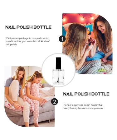Frcolor 5pcs 15ml DIY Square Nail Polish Glass Bottles - Refillable Empty Vials with Brush for International Shipping - Buy Online on GoSupps.com