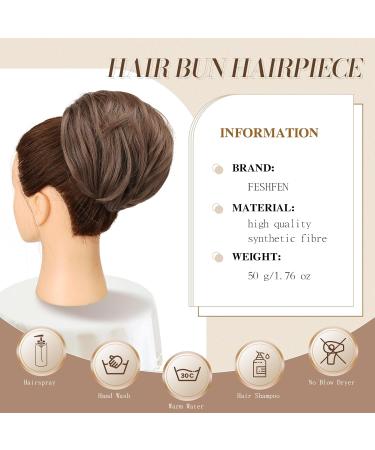 Feshfen Short Hair Part Dutt with Comb - Light Brown Synthetic Hair Extensions for Women - Buy Online on GoSupps.com