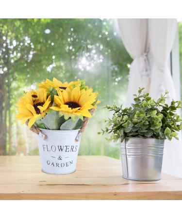 HOMSFOU 1pc Simulated Sunflower Faux Potted Plants Flower in Indoor Planters Sunflower Flower Pot Artificial Household Decor Jug Vase Sunflower Bonsai Decor Iron Plastic Twine Flowers Chic Yellow 20x11cm - Buy Online on GoSupps.com
