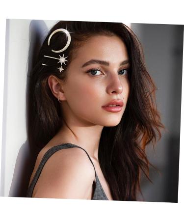 3 sun moon hairpin Moon Hair Clips braided hair clips Rhinestone Hair rhinestone barrettes for women wedding hair clips bling hair claw clips gold alloy Miss issue card pearl - Buy Online on GoSupps.com