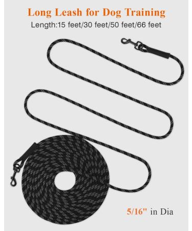 Taglory 20m Towline for Dogs | Reflective Rope with Double Hook | Durable 8mm Black Leash - No Handle (1 Pack) | International Shipping - Buy Online on GoSupps.com