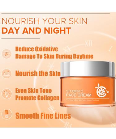 Vitamin C Moisturiser For Face Cream Anti Aging & Wrinkle Day And Night Face Cream For Women & Men Brighten & Even Skin Tone Boost Skin Collagen Reduce Fine Lines for Skin Care - Buy Online on GoSupps.com