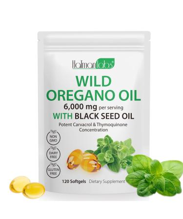 mysemgshuo Pack of 120 oregano oil capsules - 120 softgels - 165 mg of carvacrol - 6000 mg of oregano oil with seed oil