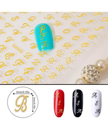 10 Sheets Letters Nail Stickers Calligraphy Nail Art Metal Style Self-Adhesive Vintage Nail Art Stickers Retro 3D Nail Stickers for Nail Art Decoration Nail Accessories - Buy Online on GoSupps.com