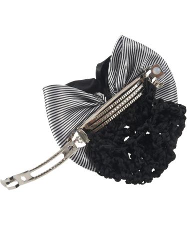 Lodokdre Faux Rhinestone Decor Ruched Bow Hair Snood Net Bun Cover White Black - Buy Online on GoSupps.com