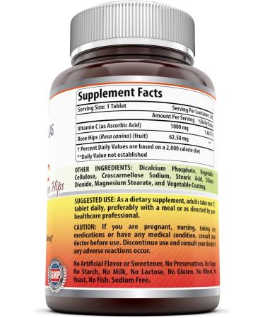 Vitamin C with Rose Hips 1000mg - Non-GMO, Gluten Free - 240 Tablets | Amazing Formulas - Buy Online on GoSupps.com