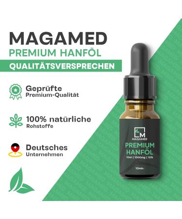 Buy Magamed Premium Hemp Seed Oil 10% - High Dose 10ml | 250 Vegan Drops | Organic Standards | Lab Tested Quality - Buy Online on GoSupps.com