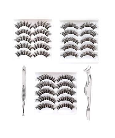 15Pairs 3Styles False Eyelashes 3D Handmade Fake Eyelashes  3D Fake Lashes with Natural Round Look  Synthetic Fiber Material Cruelty-Free Reusable False Lashes with Eyelash Applicator