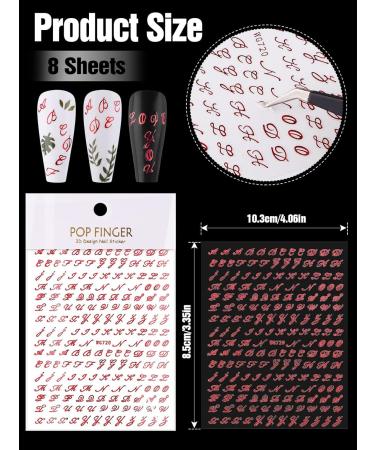 Nail Letters Stickers - EBANKU 8 Sheets Old English Letter Nail Decals | 3D Self-Adhesive Gold Silver Black White Retro Nail Art for Women & Girls - Buy Online on GoSupps.com