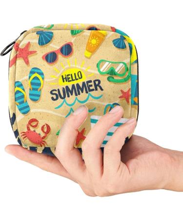 Hello Summer Beach Sand Menstrual Cup & Pad Storage Bag - Zipper Pocket for Women & Teens - Buy Online on GoSupps.com