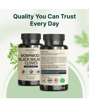 VINATURA Wormwood Black Walnut Clove Capsules - Cleanse Detox Intestinal Guard Formula Supplement for Humans with Wormwood herb Black Walnut Extract Combination 60 Capsules - Buy Online on GoSupps.com