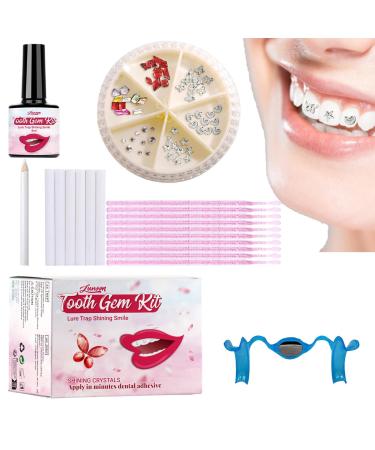 Jingan DIY tooth gemstone set |Tooth gemstone set with glue |Glossy crystals gemstones teeth diy kit |Removable tooth jewelry tooth crystal decoration |Creative tooth gemstone set