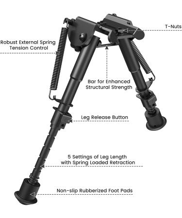 Feyachi B13 Mlok Bipod 6-9 Inch - Lightweight Rifle Bipod for Hunting and Shooting - Direct Mlok System Attachment - Buy Online on GoSupps.com