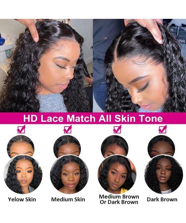 200% Density 13x4 Lace Frontal Human Hair Wig | Transparent Water Wave & Deep Wave | Wet and Wavy | Pre Plucked & Glueless | 16 Inch - Buy Online on GoSupps.com