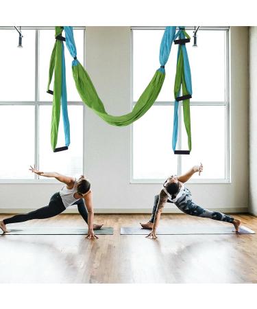 Ehuihuan Aerial Yoga Towel & Hammock - Anti-Gravity Yoga Swing Strap & Band in Blue Green for Ultimate Stretching - Buy Online on GoSupps.com