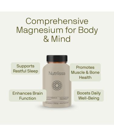 Nutriissa 12-in-1 Full-Spectrum Magnesium Complex Featuring Glycinate, Citrate & Magtein EPEB Certified 120 Vegan Capsules - Buy Online on GoSupps.com