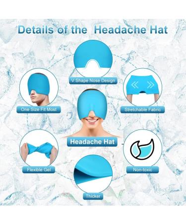 ACWOO Migraine Relief Cap - Reusable Cold Hot Therapy for Chronic Migraine, Tension Headache & Stress - Single-Sided Gel Ice Hot Head Wrap for Sinus Relief - Blue - Buy Online on GoSupps.com