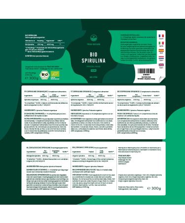 Bio Spirulina Tablets - 600 High-Dose 100% Pure Organic Algae - Vegan & Lab Tested - True Nature  - Buy Online on GoSupps.com