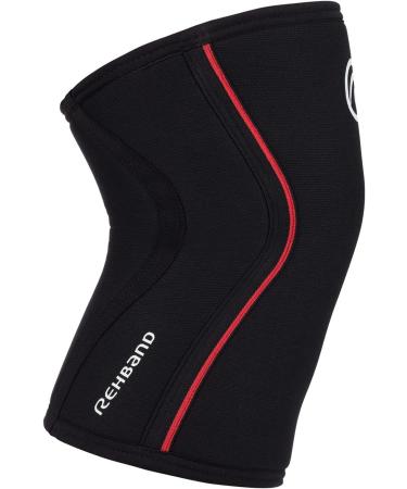 Knee Sleeve Rehband 7mm Neoprene - Flexible Non-Slip Knee Support for Strength Training & Fitness - Black/Red - Unisex Pair S - Buy Online on GoSupps.com