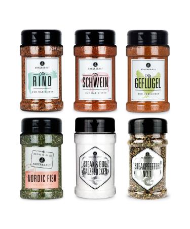 Ankerkraut 'simply grill' set 6 spices strangers in the bundle bbq spice all-rounder for beef poultry pig and fish steak salt and pepper 1290 g in the set