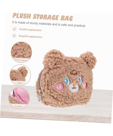 FOMIYES Plush Cosmetic Bag Toilet Stand Travel Tote - Brown 15.5X12X5.5CM - Buy Online on GoSupps.com
