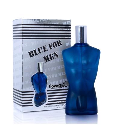 NovoGlow Blue For Men - 3.4 Fl Oz Eau De Parfum Spray for Men - Long Lasting Warm Masculine & Spicy Fragrance Smell Fresh All Day Long Gift for Men for All Occasions