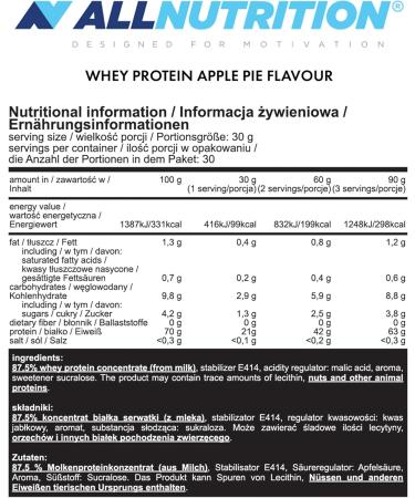 ALLNUTRITION Whey Protein 908g Pack of 1 Whey Protein Powder Muscle Building with Branched Amino Acids BCAA (Apple Pie) - Buy Online on GoSupps.com