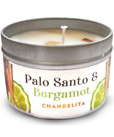 Chandelita fragrance candle with Palo Santo and Bergamot - Aroma candle - with essential oils natural - with pieces with soy wax for cleaning and meditation - chakra candle - aroma therapy candle