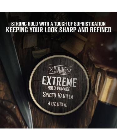Viking Revolution Spiced Vanilla Hair Pomade - Extreme Hold Water-Based Gel for Men | Strong Hold & High Shine (4oz - Buy Online on GoSupps.com