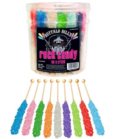 Buffalo Bills Mixed Rock Candy On A Stick (36-ct tub mixed rock candy crystal sticks in 9 flavors)  Assorted 36 Count (Pack of 1)